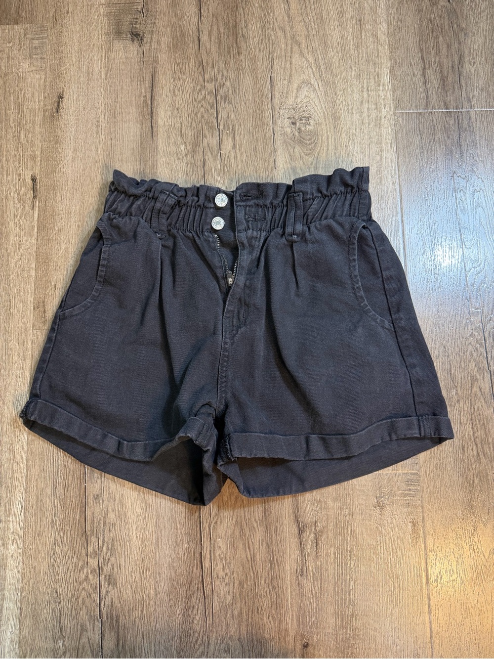 Women's Paperbag Waist Casual Shorts - Black